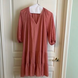 Caslon Textured Coral Midi Dress